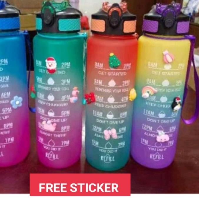 ۩ BOTOL 1LITER VIRAL/NAGITA/BOTOL PELANGI PENANDA WAKTU FREE STICKER ✶