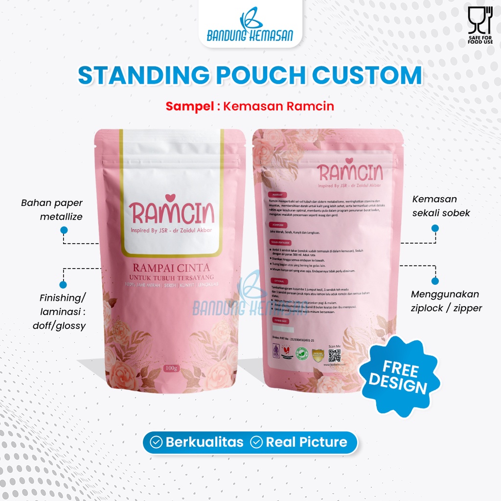 

Cetak Standing Pouch Custom Kekinian Plastik Kemasan Makanan Ringan Bungkus Wadah Snack Pelastik Full Printing Alumunium Foil Ziplock Zipper Klip