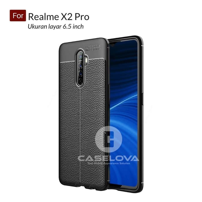 REALME X2 PRO Soft Case Auto Focus Slim Leather Case Silikon hitam - murah