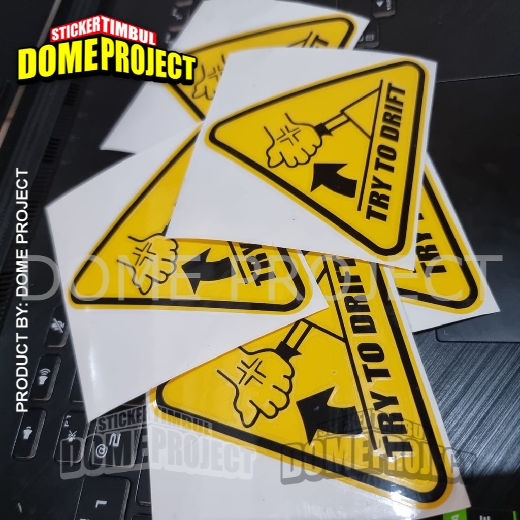 STIKER CUTTING DECAL HELM MOTOR KACA MOBIL LOGO TRY TO DRIFT STICKER AESTHETIC KEREN