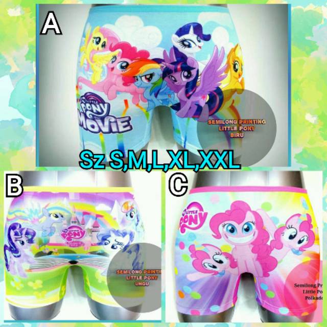 CELANA DALAM BOXER ANAK JESSIE MIKE LITTLE PONY SZ S-XXL
