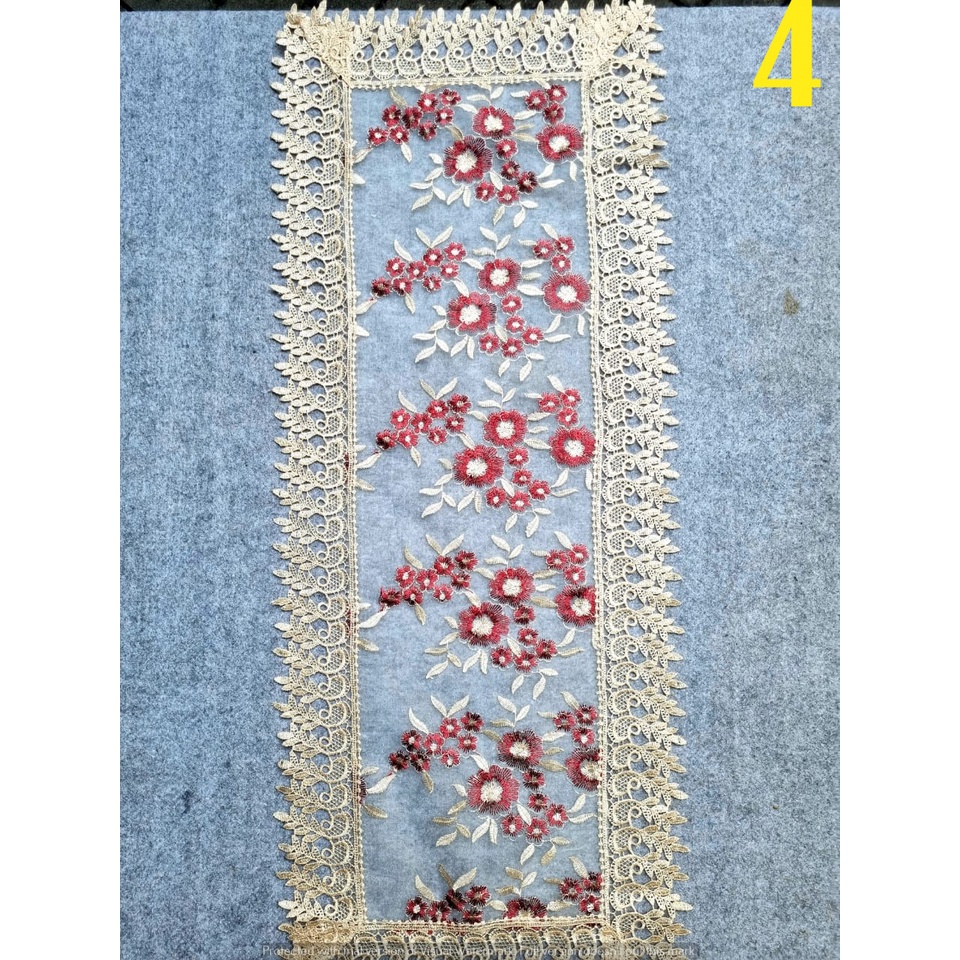 Taplak Meja Tamu Bordir Renda Ukuran 40x100 Runner Table Cantik Vintage Modern Mewah