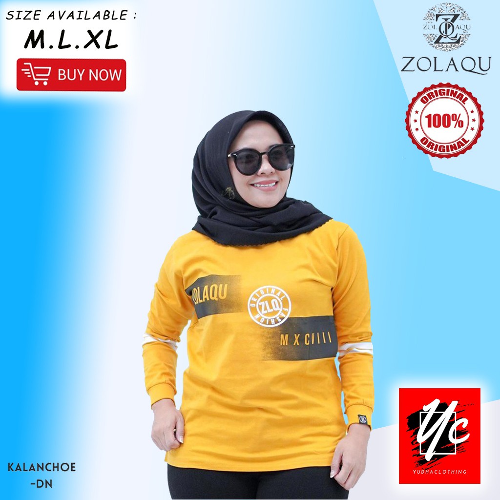 Zolaqu Kalanchoe Original Atasan Kaos Wanita Lengan Panjang Size M L XL