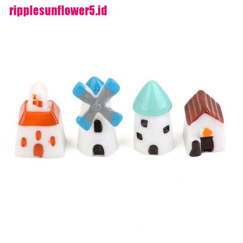 4pcs / set Miniatur Kincir Angin Mini Untuk Dekorasi Taman Peri / Rumah Boneka