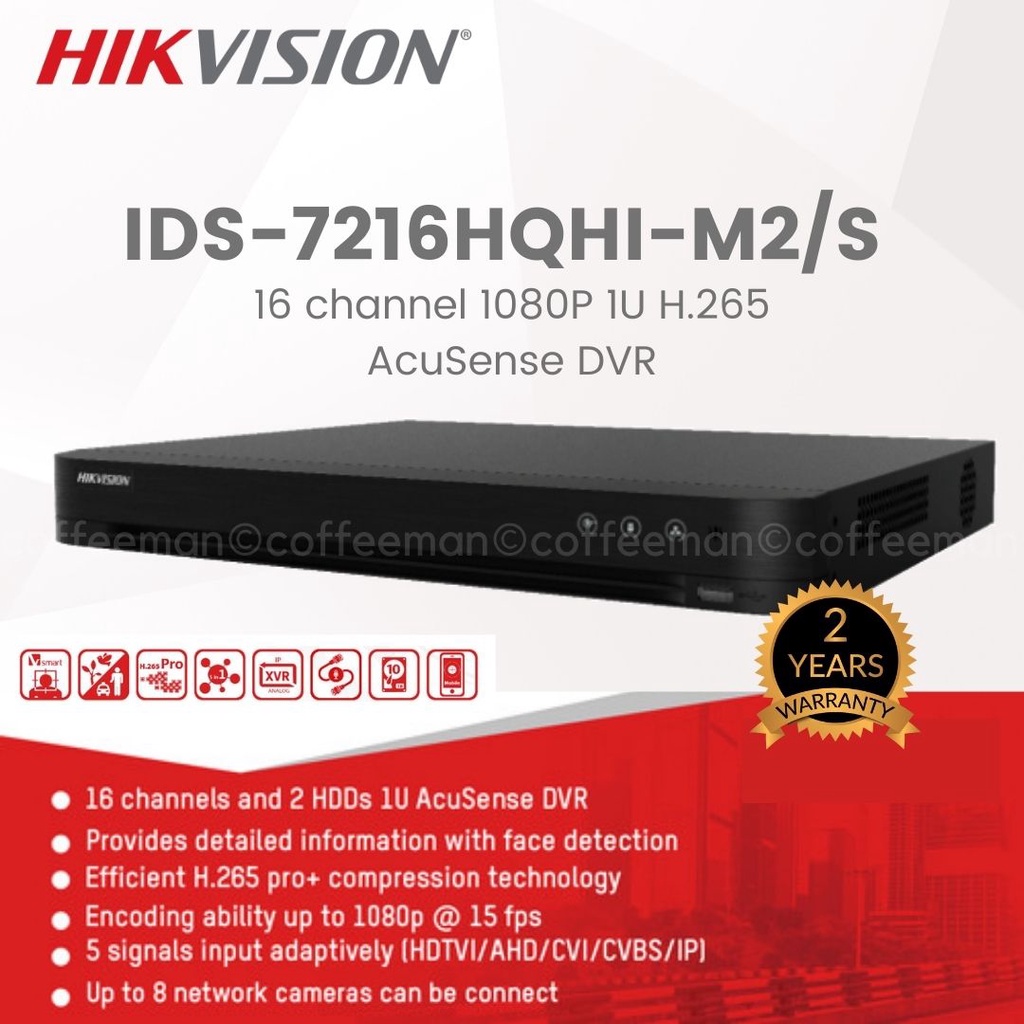 Jual HIKVISION DVR 16CH IDS7216HQHIM2/S Acusense Turbo HD Support