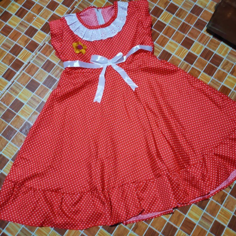 Dress anak 4 5 tahun gaun anak cewek katun rempel baju anak cewek perempuan ( dress polka Dinda )