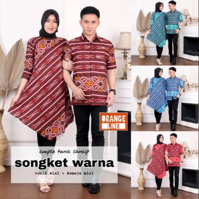 Dress Tunik Batik  Lancip Songket Warna  Bisa Couple  