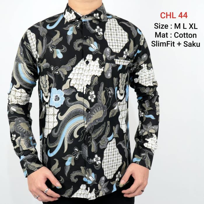kemeja BAJU KEMEJA BATIK SLIM FIT PRIA LENGAN PANJANG KUALITAS MALL LB88