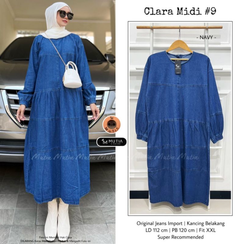 CLARA MIDI #9 BY MUTIA / MIDI JEANS WANITA MUSLIMAH/ Dress panjang jeans