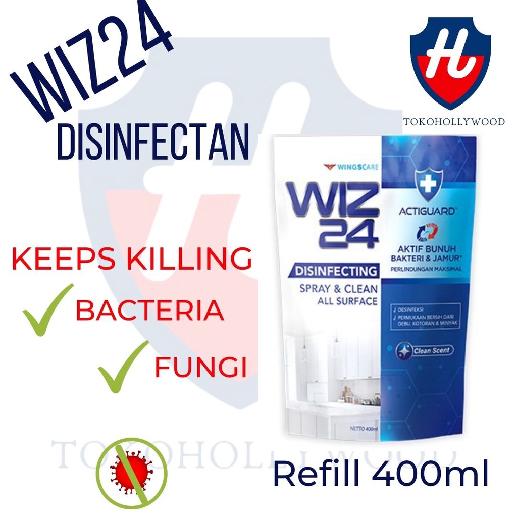 WIZ 24 Desinfektan Spray Refill 400 ml - Wiz 24 disinfectant Wings - Biru