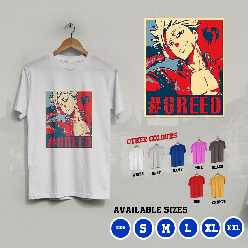 K/802 Kaos Seven Deadly Sins Meliodas Greed T-Shirt Anak dan Dewasa