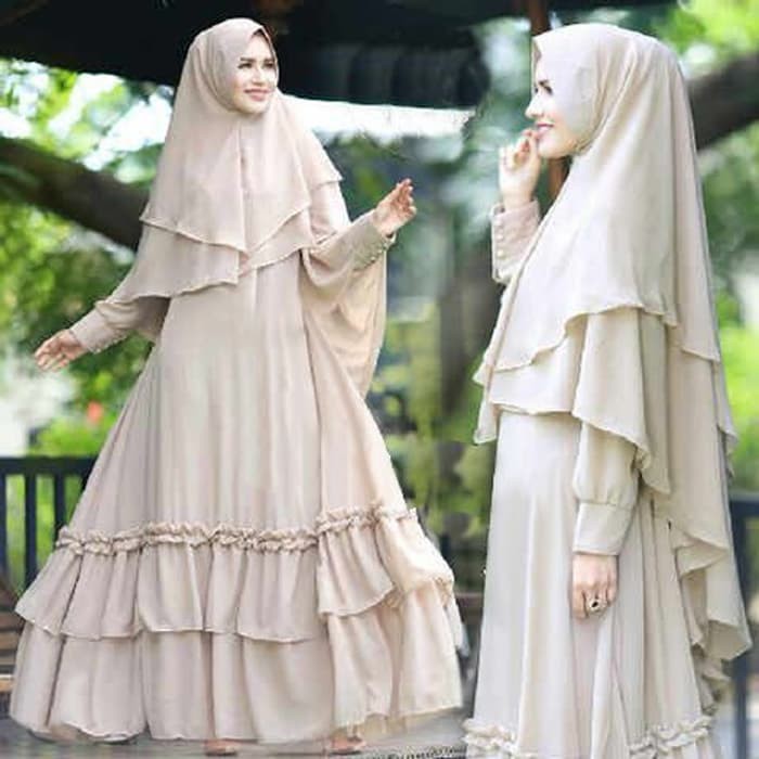 (Promo) Set Syari Putih Polos MAXMARA [Syari Bilqis Cream SW] baju muslim wanita