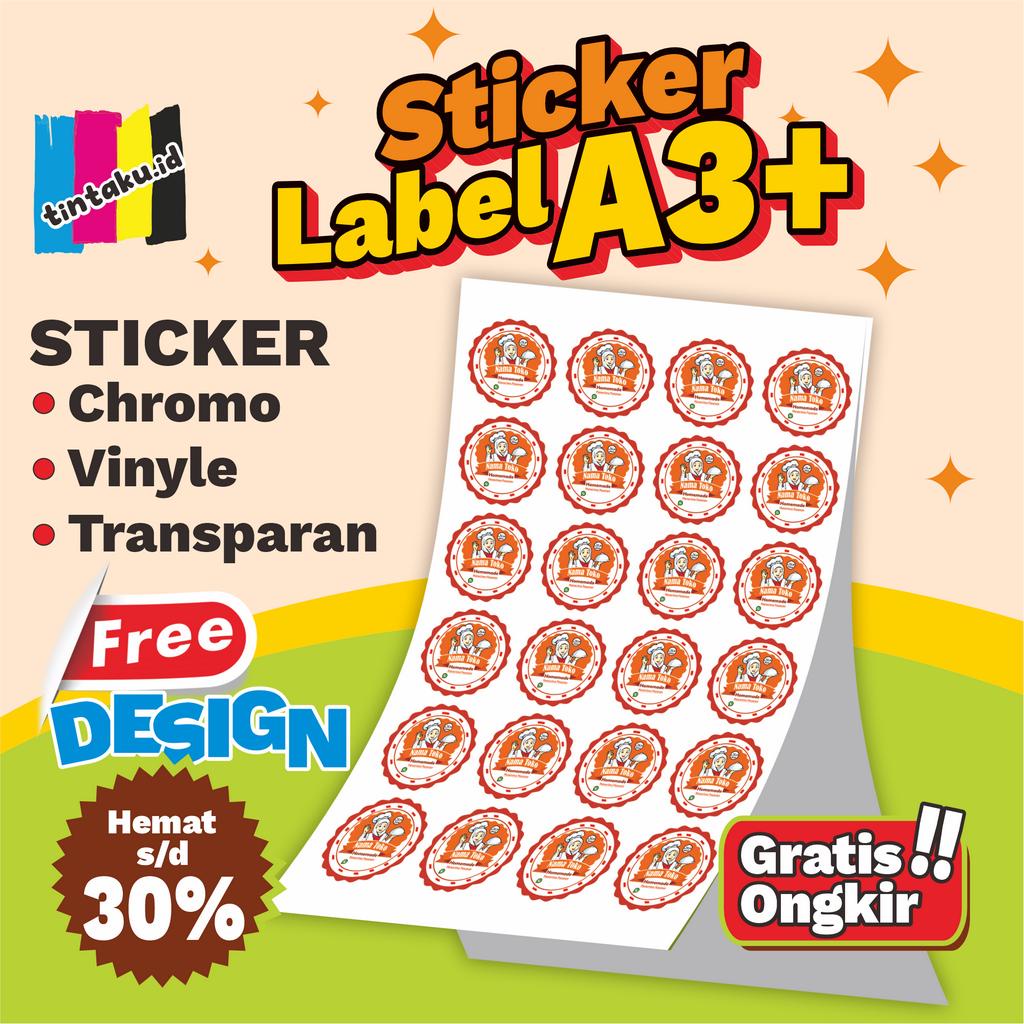 

STICKER LABEL PRODUK CUSTOM PERLEMBAR A3+