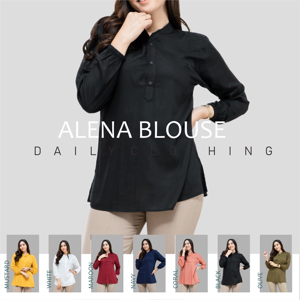ALENA BLOUSE Cotton Twill Rayon Uniqlo// ATASAN WANITA // BLUS KERJA // ALENA BLACK