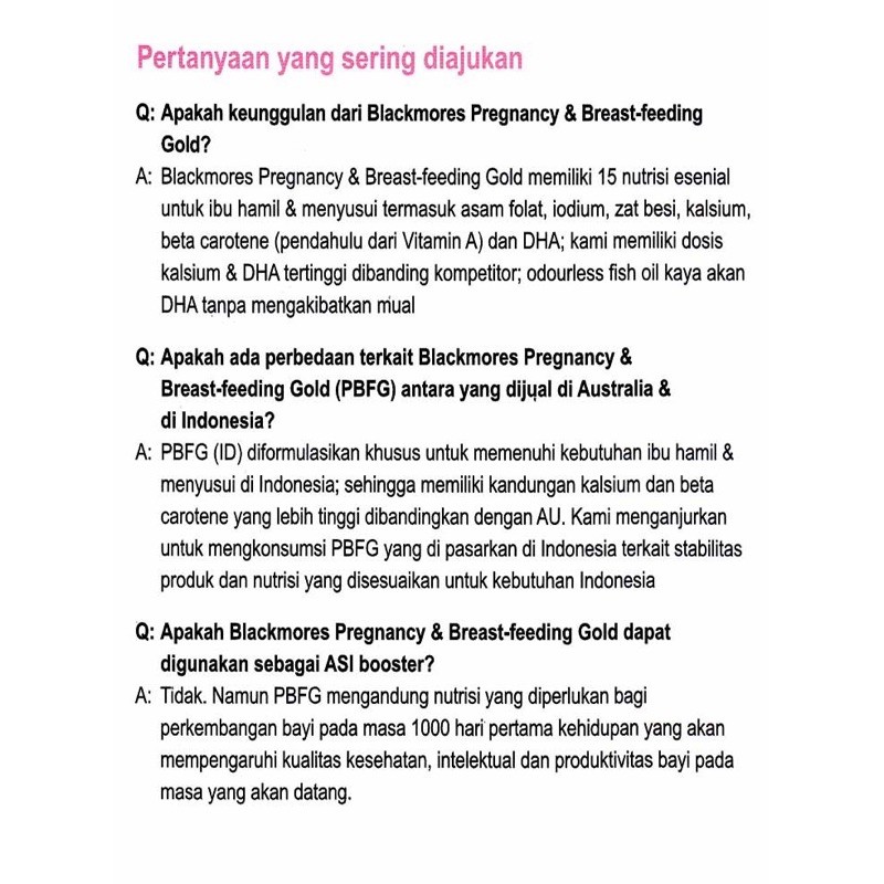 BLACKMORES Pregnancy And &amp; Breastfeeding GOLD  isi 120 Kapsul - BPOM KALBE (KEMASAN DAN FORMULA BARU) sudah ada Logo MUI