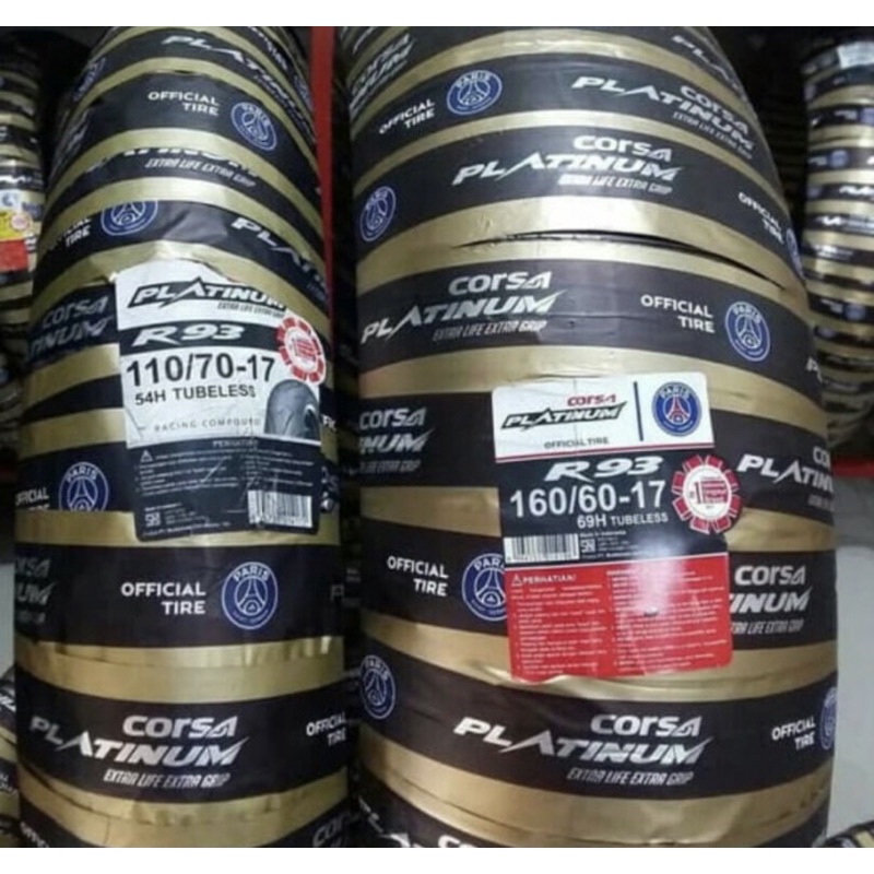 paketan ban luar corsa platinum r93 ukuran 110/70-17 & 160/60-17 tubeless