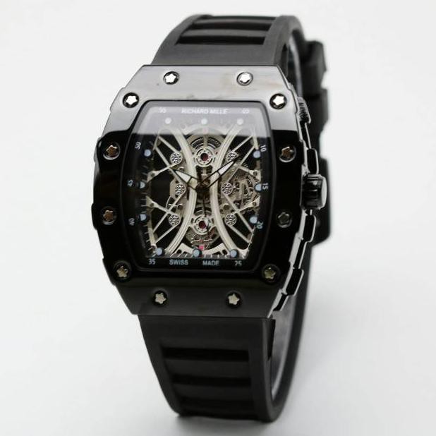 Jam tangan fashion pria/laki laki RM chrono variasi model tali rubber