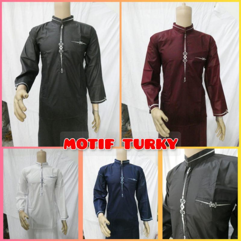 Jubah Gamis Pria Slimfit Model Saudi Haramain  Bordir MotifTerbar