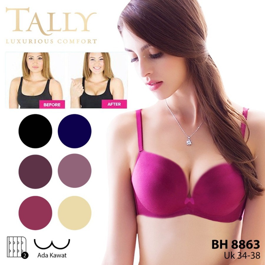 TALLY BH Push Up BRA BUSA LEBIH TEBAL 8863 (Cup A) | Bra Busa Tebal Tanpa Kawat PENEKAN LEMAK