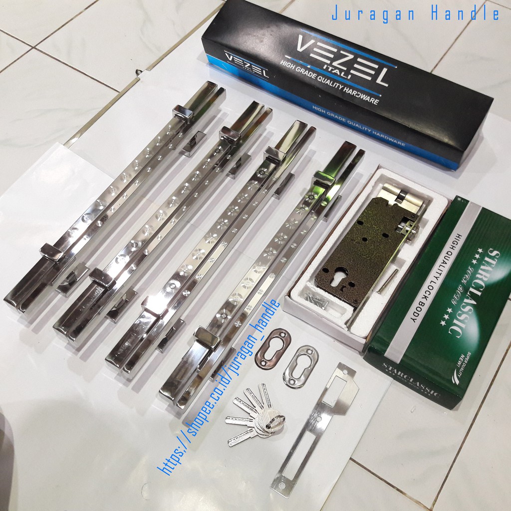 paket handle TWIN dan body pelor tarikan pintu rumah minimalis gagang pintu stainless murah