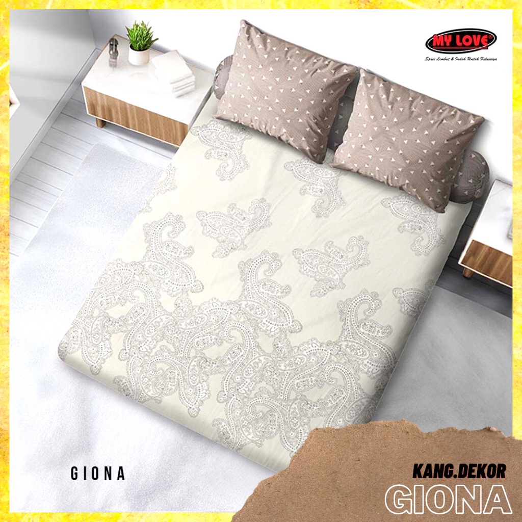 Sprei My Love Motif GIONA 160X200 180X200 King Queen Single NO 1 2 3 MyLove Terbaru Seprai Katun Murah Sprei Cantik Seprei Aesthetic Sprei Lokal Murah Dekorasi Perlengkapan Ruangan Kamar Tidur Big Collection