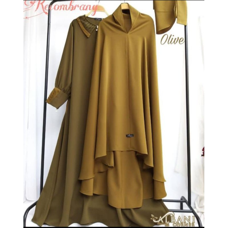 gamis set kecombrang albani corner olive PL preloved bukan mahira RH AA zanuba