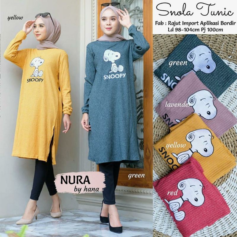 SNOLA SUPRME Ori NURA BY HANA SOLO || bahan Kaos rajut Import BORDIR || LD 98 - 110 cm fit M - XXL