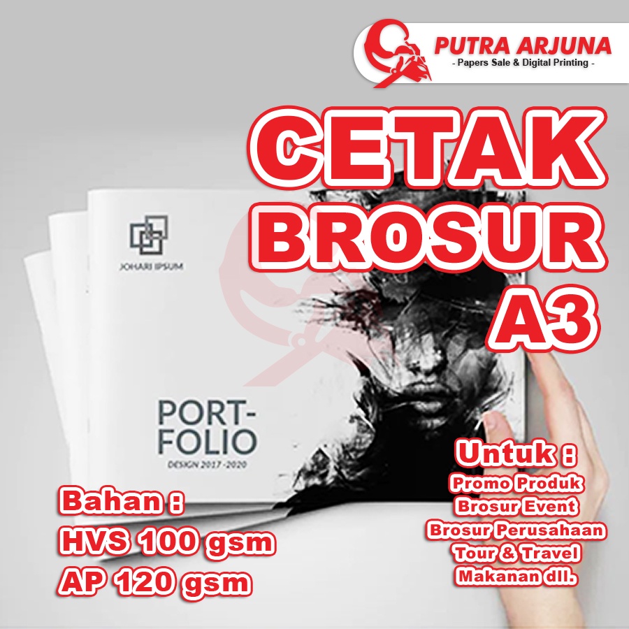 

CETAK BROSUR A3, HVS 100 gsm, ART PAPER 120 gsm