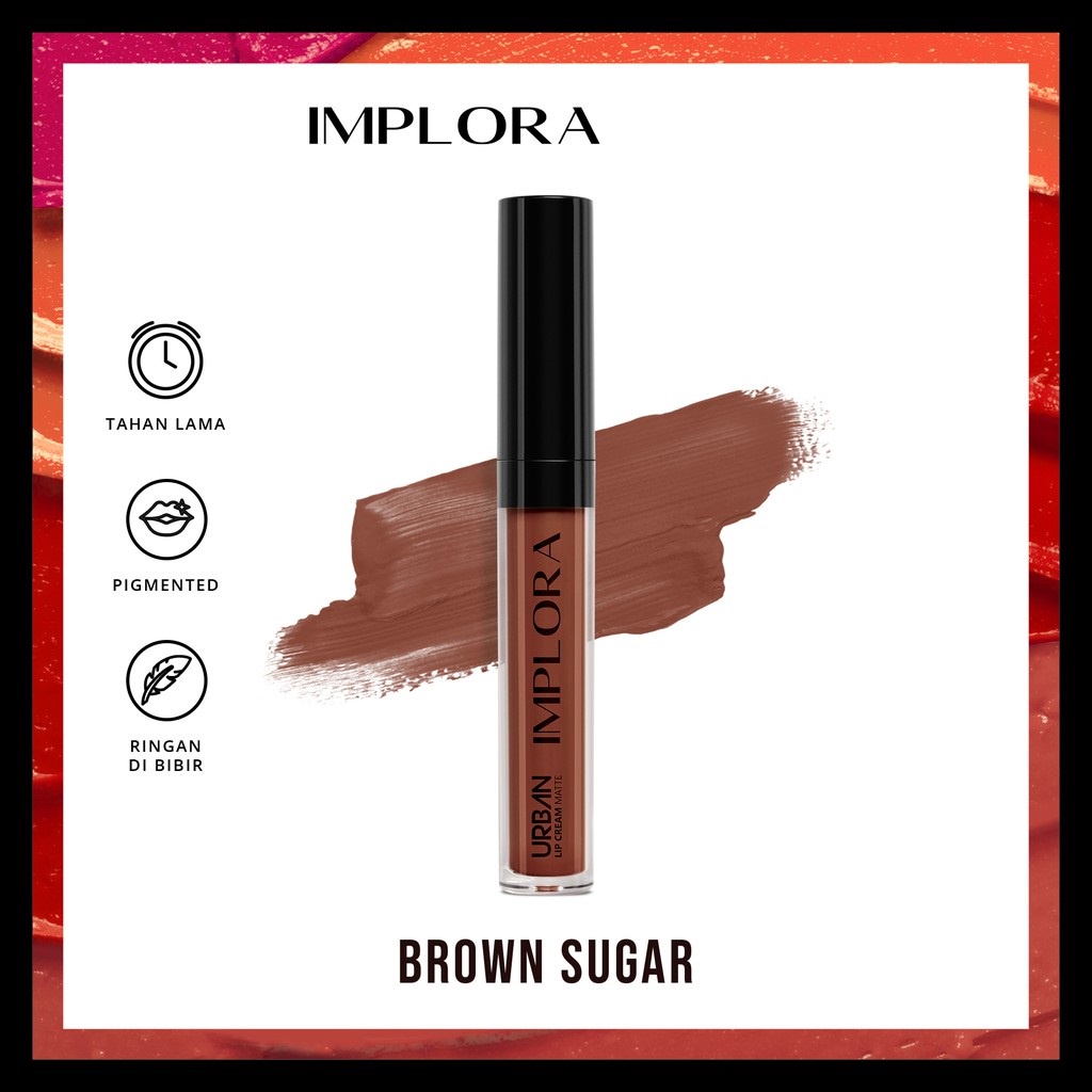 IMPLORA Urban Lip Cream Matte Original BPOM - Best Seller Kosmetik Lipcream Surabaya-12 Brown Sugar