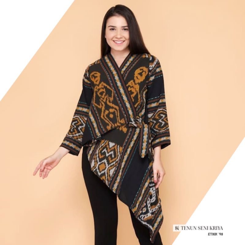 Kimono tenun wanita , outer tenun wanita , atasan tenun wanita , baju tenun wanita