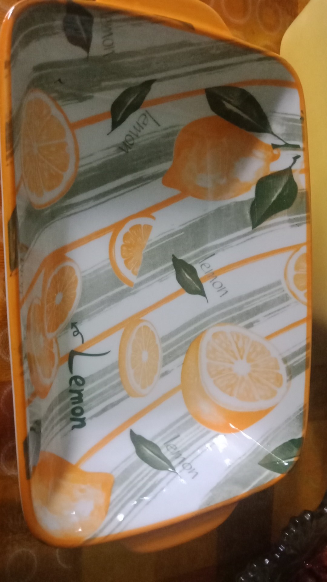 Binaural Keramik Persegi Panjang Wadah Saji Motif Cantik