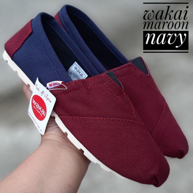 Sepatu slip on WAKAI tag vietnam [ PART 1 ]-maroon navy