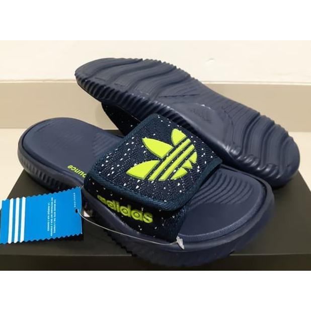 SANDAL PRIA / WANITA / SLIDE ADIDAS ALPHABOUNCE SLIDE UPPER FLYKNIT NAVY GREEN KUALITAS PREMIUM