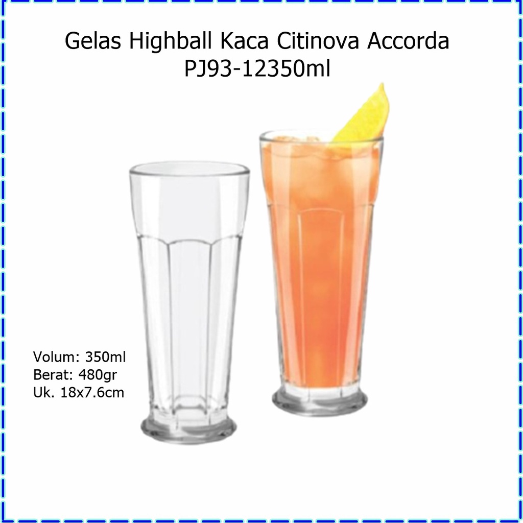 [1pcs] Gelas Highball Kaca/Gelas Jus Citinova Accorda PT93-12 350ml