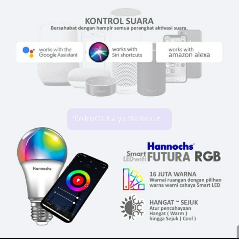 Hannochs Bola Lampu LED Smart Futura 14w 14watt - Lampu Wifi - CCT/RGB