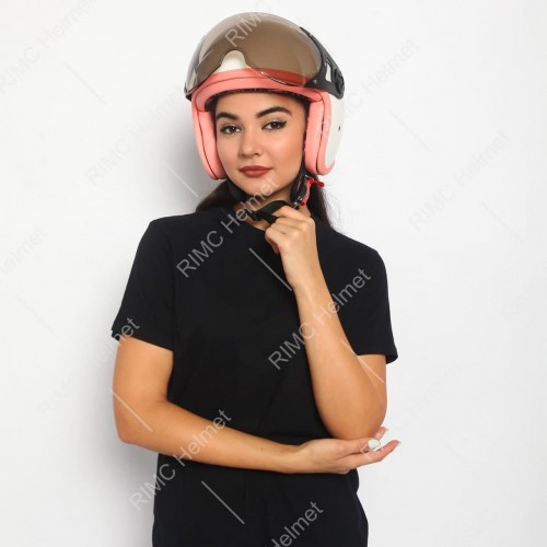 Helm Bogo Retro Wanita New White Half Face Pastel Cewek Cewe Perempuan SNI Sada Rosa Original