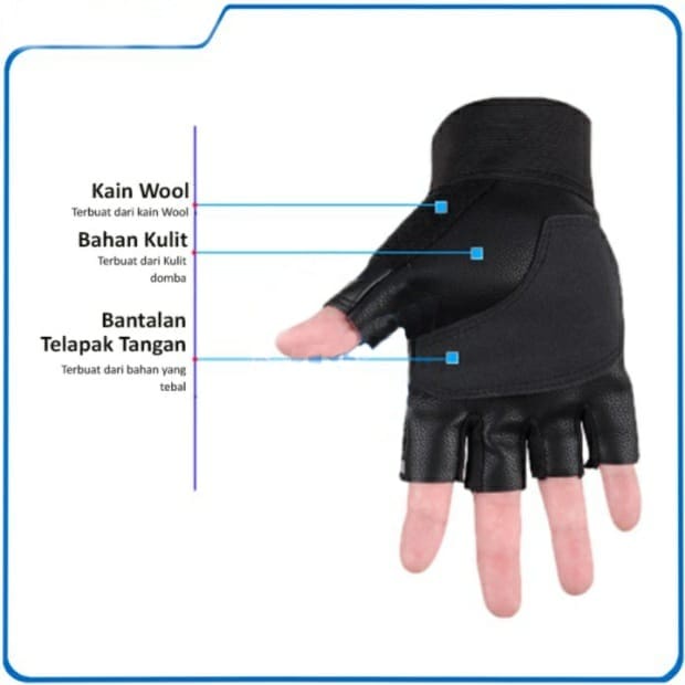 SARUNG TANGAN SETENGAH JARI MOTOR SEPEDA PRIA WANITA / GLOVES HALF FINGER - 12-998