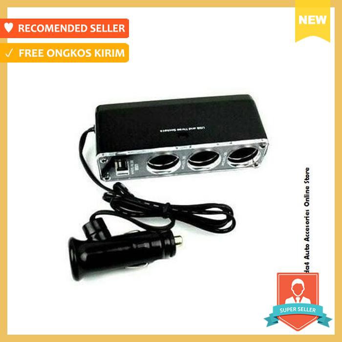 Colokan Lighter Mobil Tambahan 3In1 + Colokan Usb