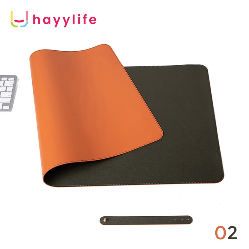 HAYYLIFE Mouse Pad Alas Komputer Waterproof Leather  alas mouse alas meja besar alas menulis alas meja komputer tahan air bahan kulit HL-AIA584-Orange+Dark Green