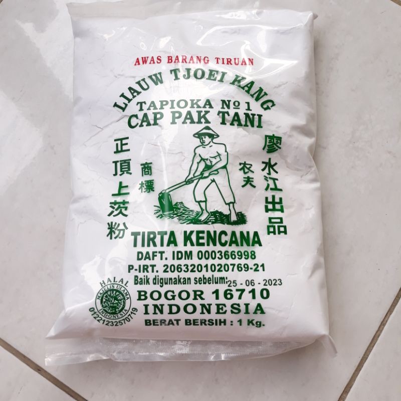 

Tepung Tapioka Tani Tirta Kencana / Liauw Tjoeikang Cap Pak Tani 1 Kg