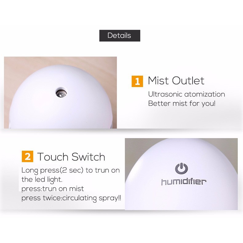 Cracked EGG Humidifier with Night Light LED