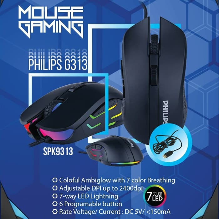 PHILIPS Mouse Gaming Colorful Ambiglow G313 - Philips spk9313