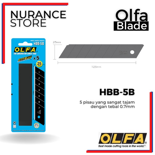 

REFILL BLADE OLFA HBB-5B UNTUK CUTTER OLFA H-1 XH-1 XH-AL NH-1 HSW-1