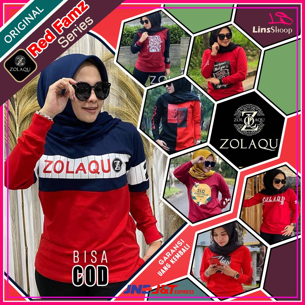 Kaos Wanita Lengan Panjang ZOLAQU Original Terbaru [ZLQ RED FAMZ SERIES]