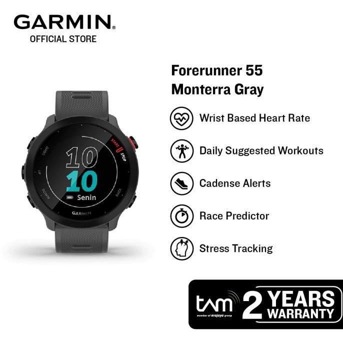 BISA COD Garmin Forerunner 55 - Monterra Grey/SMARTBAND MURAH/SMARTBAND M6/SMARTBAND XIAOMI/SMARTBAN