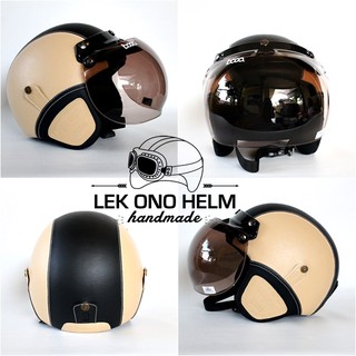 Helm Bogo Dewasa Lek Ono -Standard Cream Hitam- | Shopee