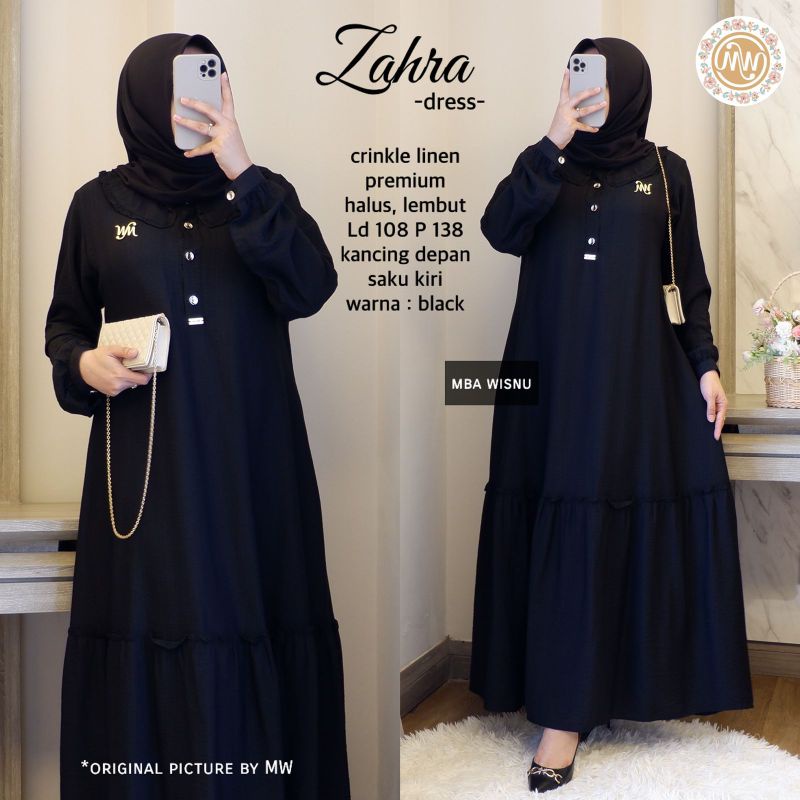 Zahra Dress Mba Wisnu Premium Crinkle / Gamis Premium Pesta