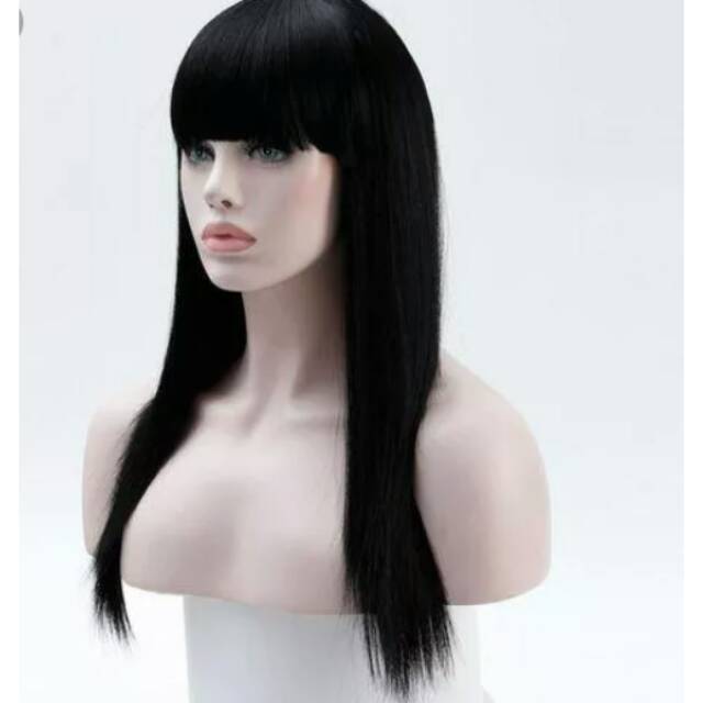 wig palsu. panjang lurus warna hitam
