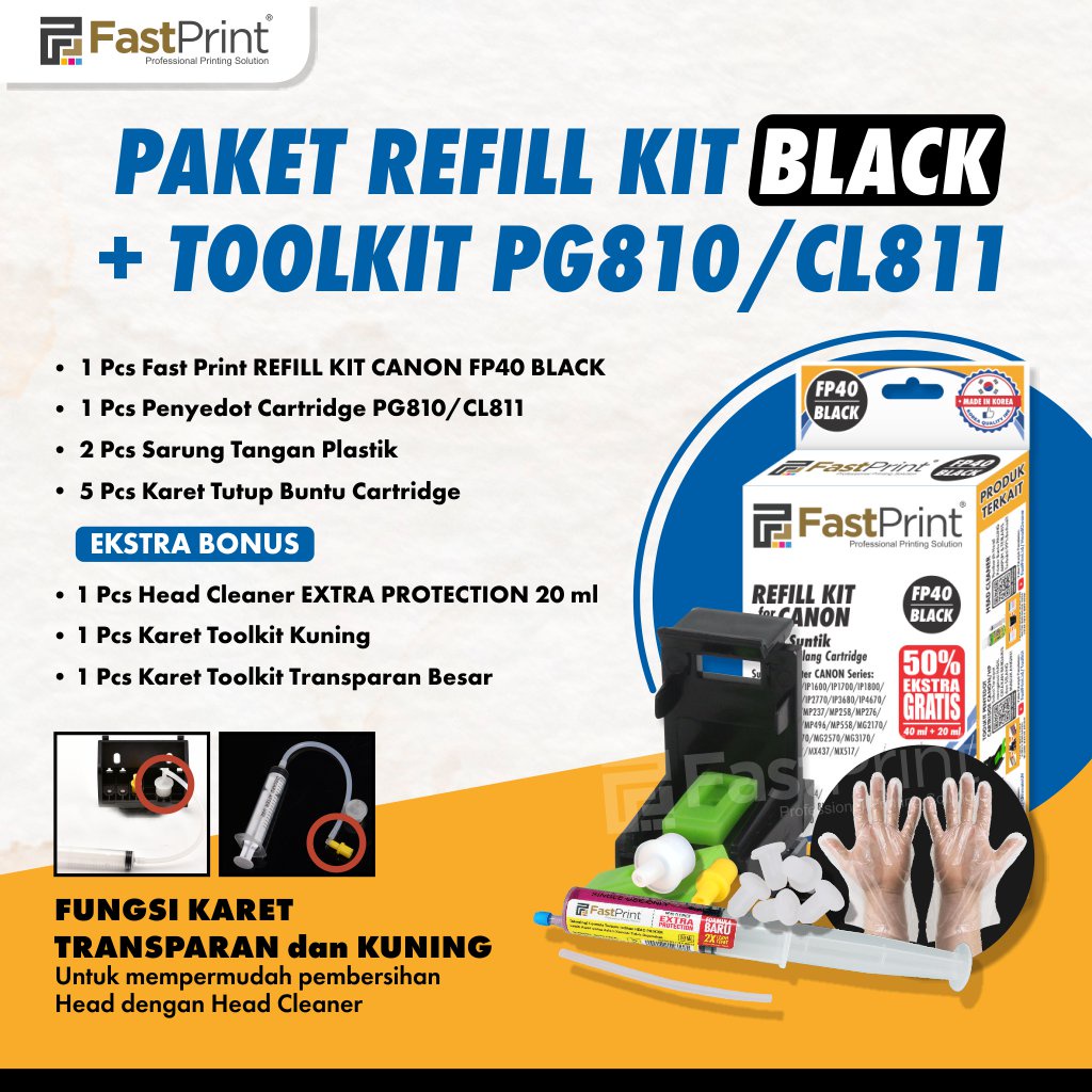 Paket Tinta Suntik Refill Kit Plus Penyedot Cartridge PG810 CL811