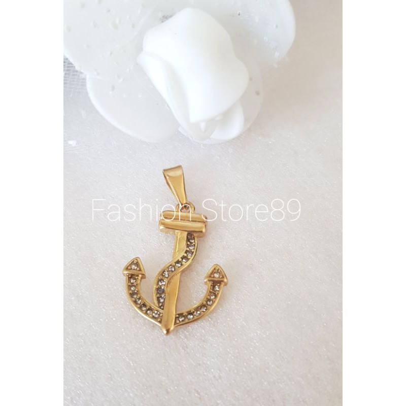 kalung Jangkar fashion titanium gold white impor perhiasan impor Anti karat anti air tahan selamanya